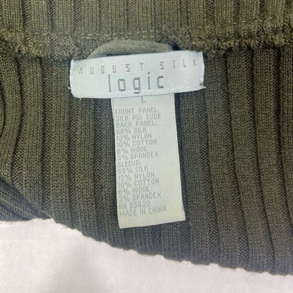 Vintage Suede Silk Wool Jacket Cardigan Jacket L Olive Green Y2K Bella Swan - Picture 8 of 14